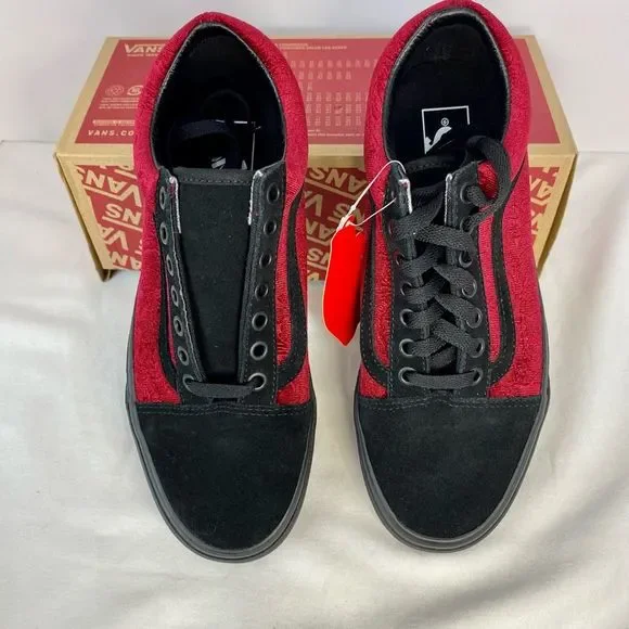 Vans Old Skool Velvet Parisian Night Black Cerise Red shoes NWB Unisex Men’s 7 W - Picture 2 of 11